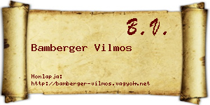 Bamberger Vilmos névjegykártya